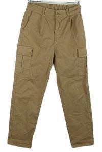Dámské béžové cargo kalhoty s kapsami 