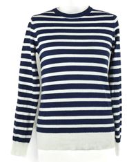 Dámský tmavomodro-bílý pruhovaný svetr Papaya 