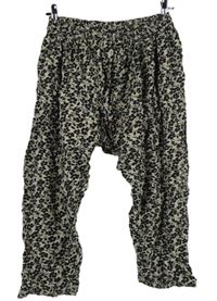 Dámske čierno-béžové kvietkovane culottes nohavice