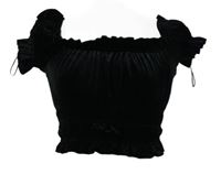 Dámská černá sametová crop halenka Bershka 