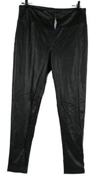 Nové - Dámske čierne potiahnuté é legíny Primark