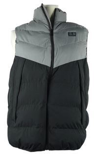 Pánska sivo-čierna šušťáková vyhřívaná zateplená vesta