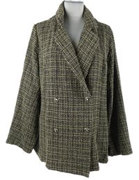 Dámský černo-béžový vzorovaný pletený kabát 