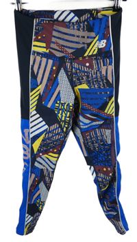 Dámské tmavomodro-modro-barevné vzorované sportovní legíny New Balance 