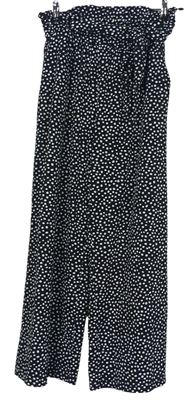 Dámské černo-bílé puntíkované palazzo kalhoty s páskem vel. 12S