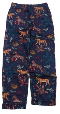 Tmavomodré pyžamové kalhoty se zvířátky a listy M&S