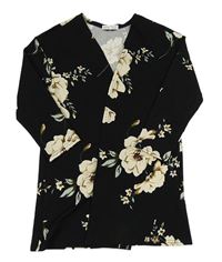 Čierny kvetinový cardigan Shein