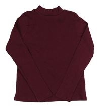 Vínové rebrované tričko H&M