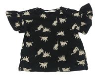 Černé tričko s leopardy H&M
