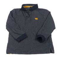 Tmavomodro-biele vzorované polo tričko s výšivkou zn. Primark