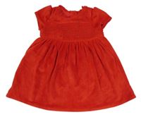 Čierne žabičkové plyšové šaty s kvietkami Mothercare