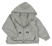 Svetlosivá šušťáková jarná bunda s kapucňou