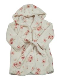 Biely kvetinový chlpatý župan s kapucňou George