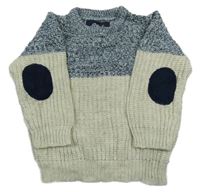 Modro-smotanový melírovaný sveter Rebel