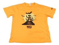 Neónově oranžové športové tričko s obrázkom