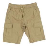 Béžové plátěné cargo kraťasy WE