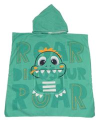 Zelené froté osuškové pončo a dinem a kapucňou