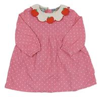 Ružové rebrované šaty s jablky Baby Boden