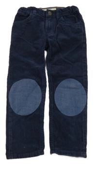 Tmavomodré menšestrové nohavice so záplatami H&M