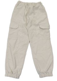 Smotanové šušťákové cargo cuff nohavice