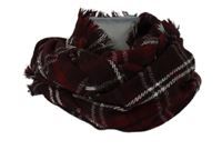 Dámská červeno-bílá límcová roztřepená šála 