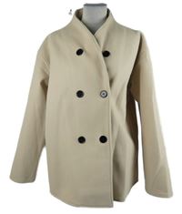 Dámsky béžový flaušový sakový kabát