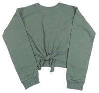 Khaki crop mikina s uzlom H&M