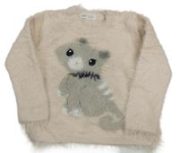 Svetloružový chlpatý sveter s mačkou H&M
