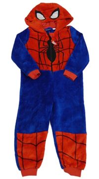 Červeno-modrá chlupatá kombinéza s kapucí - Spiderman Marvel