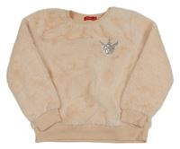 Marhuľová chlpatá mikina s korunkou z flitrů