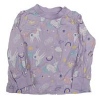 Lila pyžamové tričko s jednorožcami Lily & Dan