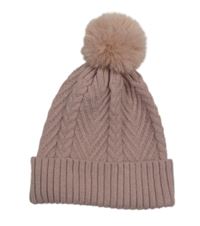 Světlerůžová 3D vzorovaná čepice s bambulí