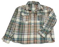 Bielo-ružovo-zeleno-modrá kockovaná košeľová vlnená bunda River Island