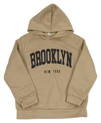 Svetlohnedá mikina s nápismi a kapucňou