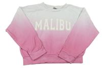 Bielo-ružová ombré crop mikina s nápisom Matalan