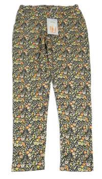 Nové - Čierno-žlté kvetované voľné é nohavice Name it