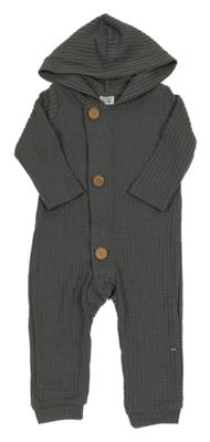 Tmavosivý rebrovaný overal s kapucňou