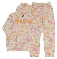 Nové - 2set - Bílo-růžovo-oranžová tepláková souprava s nápisem Primark