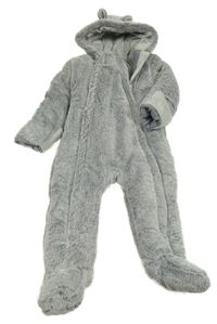 Šedá chlupatá zateplená kombinéza s kapucí George
