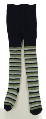 Tmavomodro-khaki-šedé pruhované thermo punčocháče Lupilu