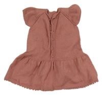 Staroružové pletené šaty s bambulkami