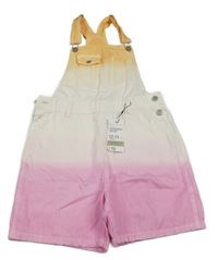 Nové - Meruňkovo-bílo-růžové riflové laclové kraťasy Denim Co.