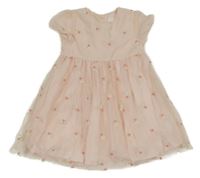 Svetloružové šifónové šaty s kvietkami C&A