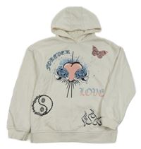 Biela mikina s potlačou a kapucňou Primark