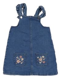 Modré rifľové na traké šaty s kvietkami C&A