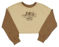 Vanilkovo-hnedá crop mikina s potlačou Shein