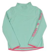 Mátová fleecová mikina so stojačikom a nápisem na rukávu C&A