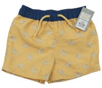 Nové - Okrovo-tmavomodré plážové kraťasy s kraby Primark