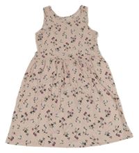 Svetloružové kvetované bavlnené šaty H&M