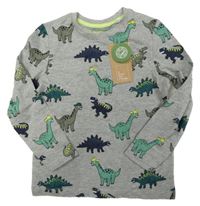 Nové - Šedé triko s dinosaury C&A